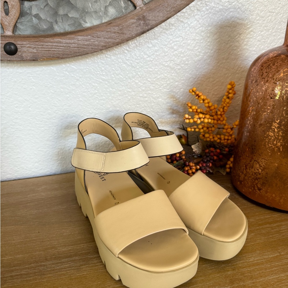 Naked Feet Cream Platform Sandals